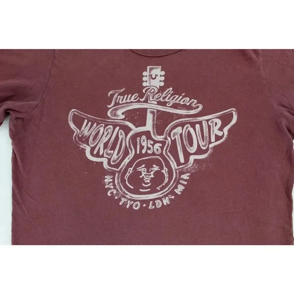Medium / True Religion/ Dusty Rose Cotton Tee / World Tour Since 1956 / Used